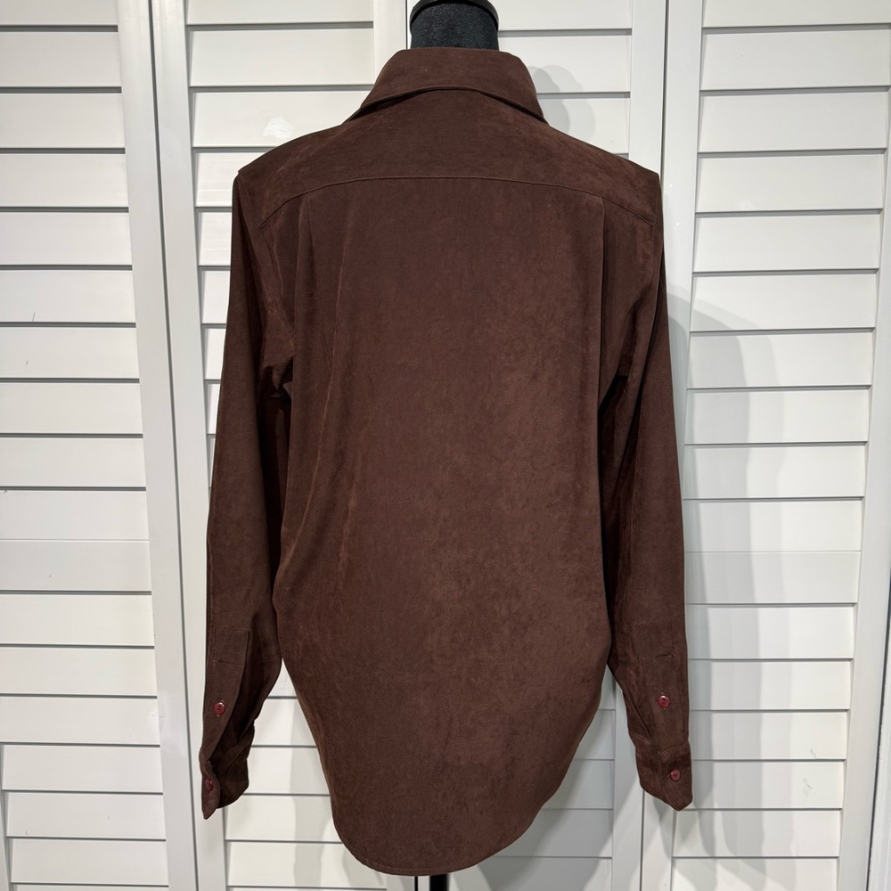 CB Carry Back Brown Faux Suede Button Down‎ Shirt | Size 6 - Picture 2 of 8